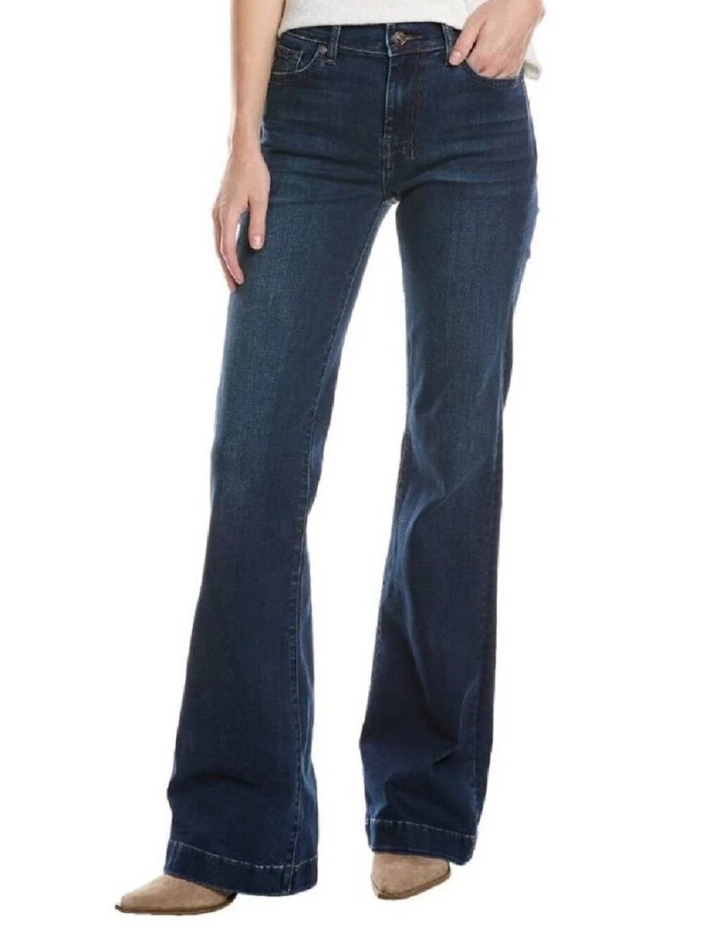 7 for all Mankind Dojo Alexandria Flare Jeans Size 33 Crystal Rhinestones High